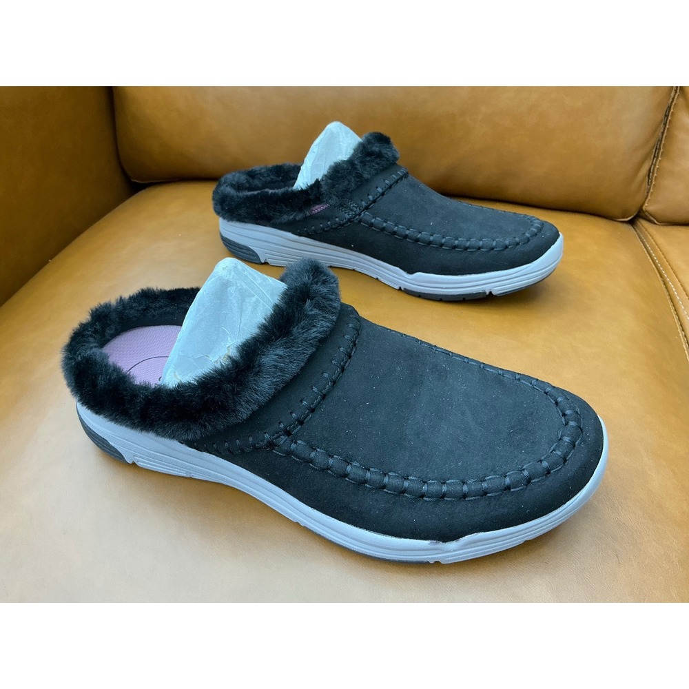 Ryka Ariana Mule Womens 9 Black New Faux Fur Lined Clog Sneaker